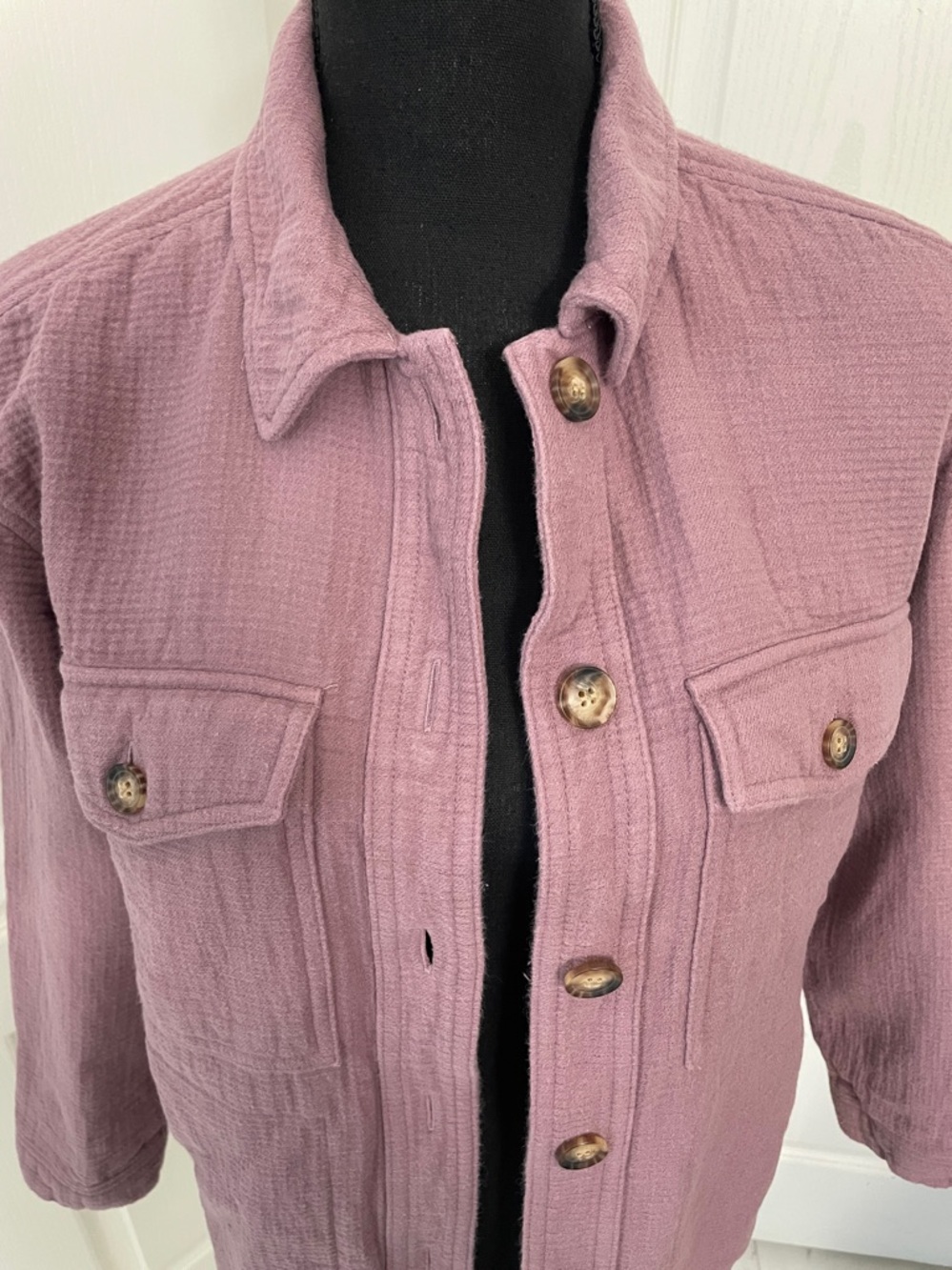 Madewell Shirt Jacket Faded Fig waffle cotton XS lightweight purple blazer - Picture 4 of 9